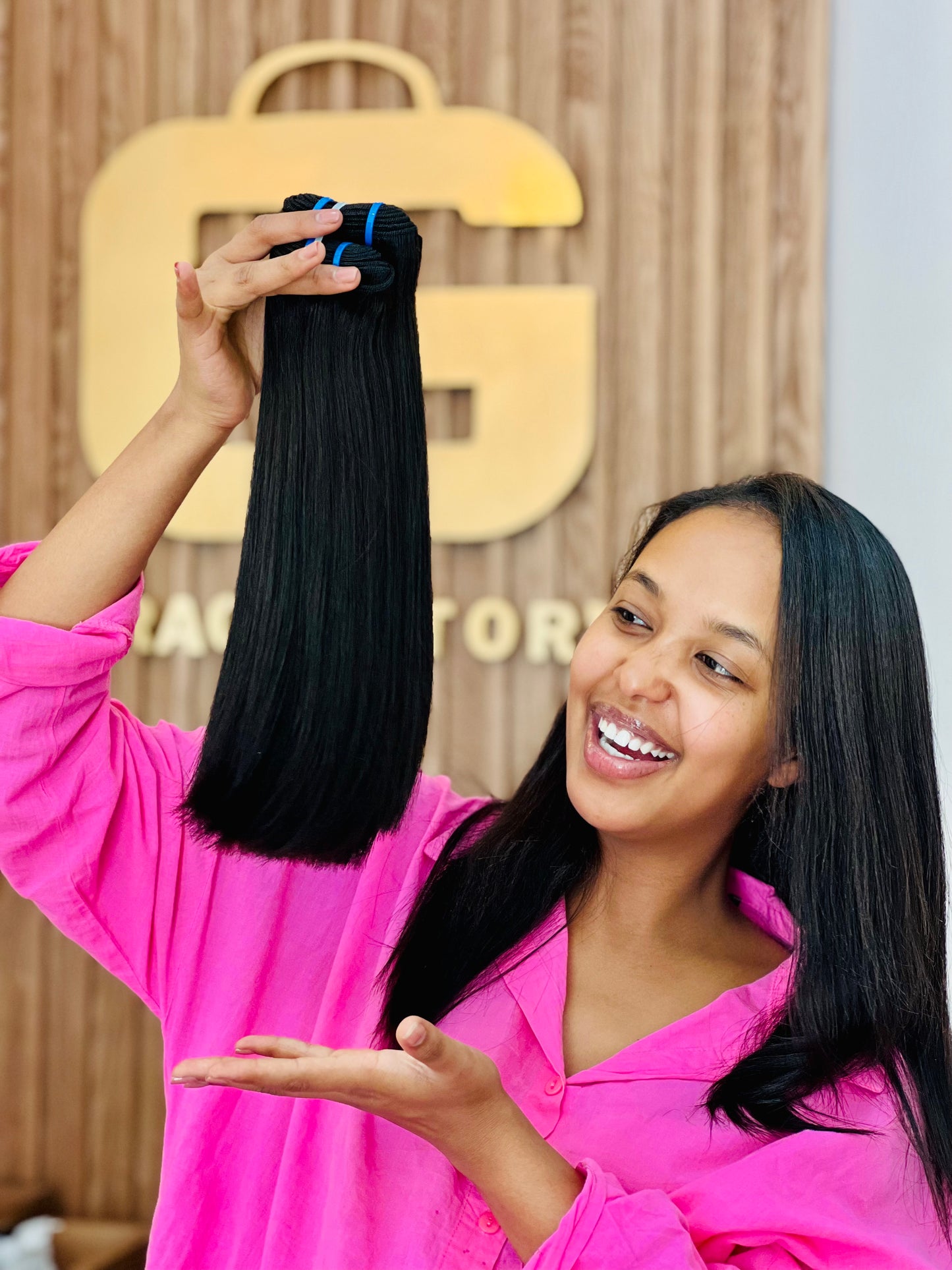 Straight double drown hair.               (by piece)